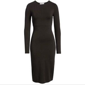 NWOT Ninety Percent Sleek Black Long-Sleeve Midi Dress from Net-a-Porter